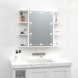 vidaXL Ormarić s ogledalom i LED svjetlima sjajni bijeli 70x16,5x60 cm Cijene