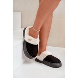 FK1 Women's Slippers With Fur And Decorative Heart Black Otielo Cene