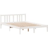 vidaXL Knjižna postelja brez vzmetnice bela 140x200 cm trdna borovina | Shoptok.si