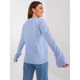 Fashion Hunters Light blue classic sweater with cotton Cene
