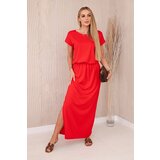 Kesi Women's viscose dress with pockets - red Cene