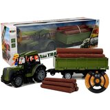 Lean_Toys Zeleni traktor s prikolico in hlodi 50cm na daljinsko upravljanje 2,4G Cene