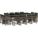 vidaXL 13-dijelni vrtni blagovaonski set s jastucima poliratan sivi | shoptok.hr