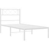 Metalni Kovinski posteljni okvir z vzglavjem bel 100x190 cm | Shoptok.si