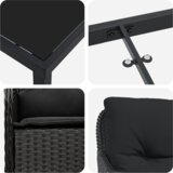  Set vrtnih stolica s jastučićima Crni Poli Ratan | shoptok.hr