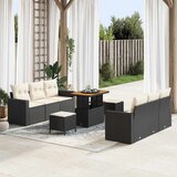  Sjedeća garnitura za vrt 9 kom. 6-Broj sjedala Crna i Krema 90 x 55 x 71 cm | Shoptok.si