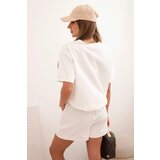 Kesi Włoski Women's punto set with short sleeves and loose shorts ecru | Shoptok.si