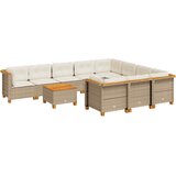  11-dijelni set vrtnih sofa od poliratana s jastucima bež | shoptok.hr
