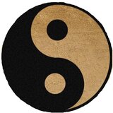 Artsy Doormats Črna okrogla preproga iz naravnega kokosovega vlakna Yin Yang, ⌀ 70 cm | Shoptok.si