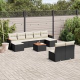 vidaXL 10-dijelni set vrtnih sofa s jastucima crni od poliratana | shoptok.hr