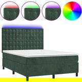 Maison Chic Box spring postelja - Vzmetna postelja z vzmetnico LED tem. zelena 140x200cm žamet SL15972, (21895794) | Shoptok.si