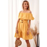 Fasardi Mustard dress with a Spanish neckline | Shoptok.si