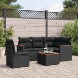  6-dijelni set vrtnih sofa s jastucima crni od poliratana | shoptok.hr