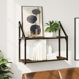  Zidna polica s 2 razine dimljenog hrasta 60x21x51 cm drvena | shoptok.hr