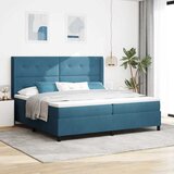 Box spring krevet s LED trakama Plava 200 x 200 cm Baršun - Tamno plava 200 x 200 cm Prošiveno gumbima Cijene