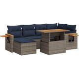 vidaXL Vrtna garnitura - 7-dijelni set vrtnih sofa od poliratana s jastucima crni bagrem - Siva sa spremištem 1 | shoptok.hr