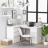 Maison Chic Kotna Pisalna miza - pisarniška miza - Računalniška miza bela 145x100x76 cm iverna plošča, (21785037) | Shoptok.si