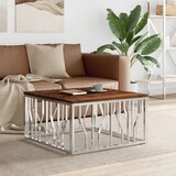 The Living Store Klubska mizica srebrna nerjaveče jeklo in trden predelan les - Klubska Mizica, (21573532) | Shoptok.si