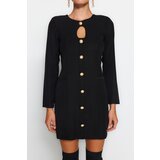 Trendyol Black Straight Cut Mini Dress With Button Detail Woven Dress | Shoptok.si
