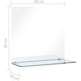  Zidno ogledalo s policom 40 x 40 cm od kaljenog stakla | shoptok.hr