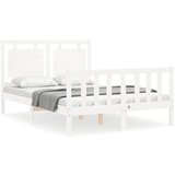 Maison Chic Posteljni okvir - Dvoposteljna postelja - Zakonska postelja z vzglavjem bel trden les-J15789, (21768693) | Shoptok.si