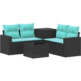  Set sofe 6 kom. Crna i Plava Poli Rattan i čelik | shoptok.hr