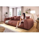 Ropez Opečnato oranžna raztegljiva sedežna garnitura iz rebrastega žameta 310 cm Vanessa – | Shoptok.si