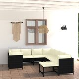 The Living Store Vrtna sedežna garnitura 9-delna z blazinami poli ratan črna - Vrtna Sedežna Garnitura, (21422215) Cene