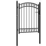  Vrata za ogradu EMMEN s lučnim vrhom čelik 100x98,5 cm crna | shoptok.hr