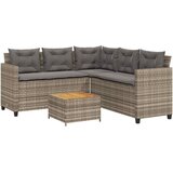  Vrtna sofa L-oblika sa stolom i jastucima siva od poliratana Bež | shoptok.hr