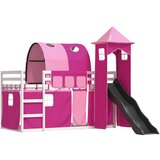 Krevet na kat s toboganom i zavjesama ružičasti 90 x 190 cm | Eponuda.com