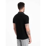 Ombre Men's pique knit polo shirt without buttons - black | Shoptok.si