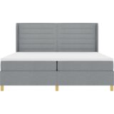  Krevet s podnicom i madracem &amp LED svjetlom svijetlosiva 200x200 cm tkanina | shoptok.hr