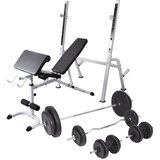  Klupa za vježbanje sa stalkom za utege i setom utega 90 kg | shoptok.hr