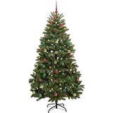 vidaXL Umjetno božićno drvce S LED lampica Zelena 180 cm PVC i metal | shoptok.hr