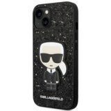 Karl Lagerfeld KLHCP14SGFKPK za iPhone 14 6.1 črn ovitek z belščicami - Glitter Flakes Karl Full Body Icon | Shoptok.si
