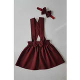 Dewberry N2436 Girls Crepe Dress Bandana-BURGUNDY