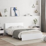 Maison Chic Posteljni okvir - Dvoposteljna postelja - Zakonska postelja z vzglavjem in LED bel 135x190 cm, (21694249) | Shoptok.si