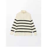 LC Waikiki Stand Collar Striped Oversize Women's Knitwear Sweater | shoptok.hr