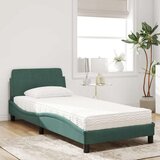  Postelja z vzmetnico temno zelena 80x200 cm žamet | Shoptok.si