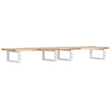  Zidna polica za umivaonik od čelika i masivnog bagremovog drva Smeđa 160 x 40 x 2 cm | Shoptok.si