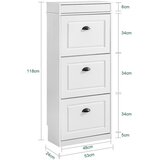 SoBuy vitrina za čevlje zložljiva vrata beli učinek staranega lesa 53x24x118cm, (5000009226) | Shoptok.si