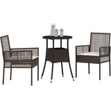 vidaXL 3-delna vrtna jedilnica Rjava Polyratan | Shoptok.si
