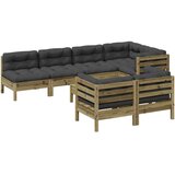  Vrtna sedežna garnitura 8-delna z blazinami impreg. borovina | Shoptok.si