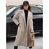 DStreet Płaszcz damski oversize MANTOVA długi jasnobrązowy | Shoptok.si