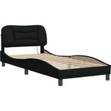  Okvir kreveta s LED svjetlima crni 90 x 200 cm od tkanine | shoptok.hr