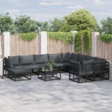 vidaXL Sjedeća garnitura za vrt 11 pcs Crna 70 x 70 x 32 cm Aluminij | shoptok.hr