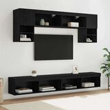 TV stenske enote z LED 6 pcs Črna Orehovina Konstruiran les, (5000132419) | Shoptok.si