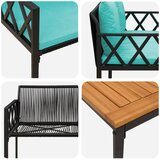  Set vanjskog namještaja 4 pcs Crna i Tirkizna poliratan | shoptok.hr