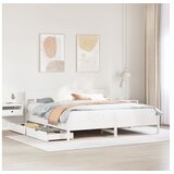 vidaXL Posteljni okvir brez vzmetnice bel 200x200 cm trdna borovina Cene